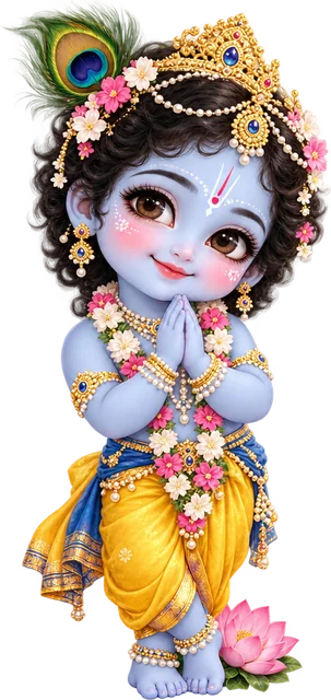 Little Krishna wishing Radha Rani with folded hands
